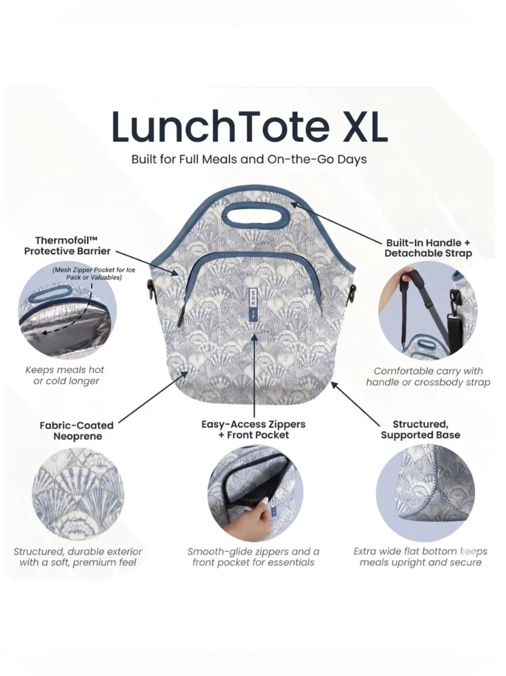 New Sok It LunchTote XL in Shore Thing